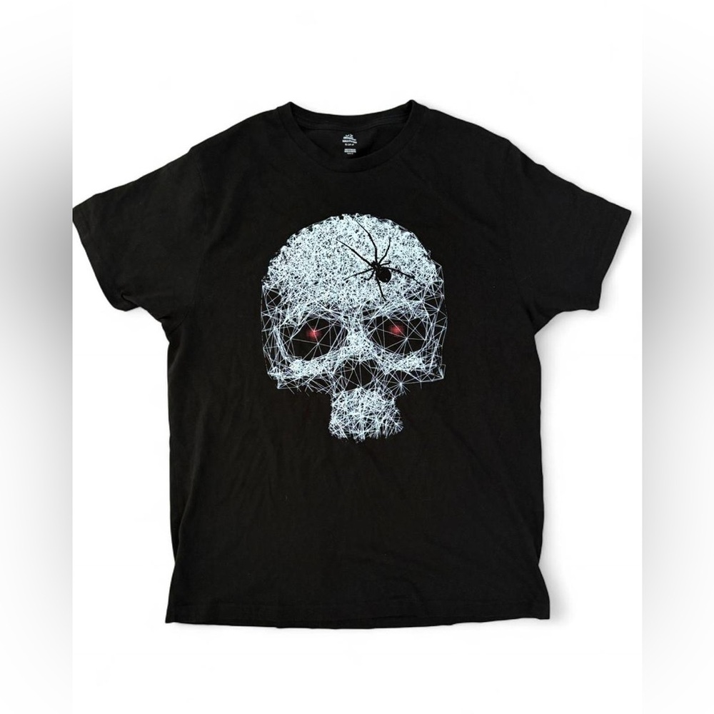 Men's Black T-Shirt with White Skull Design